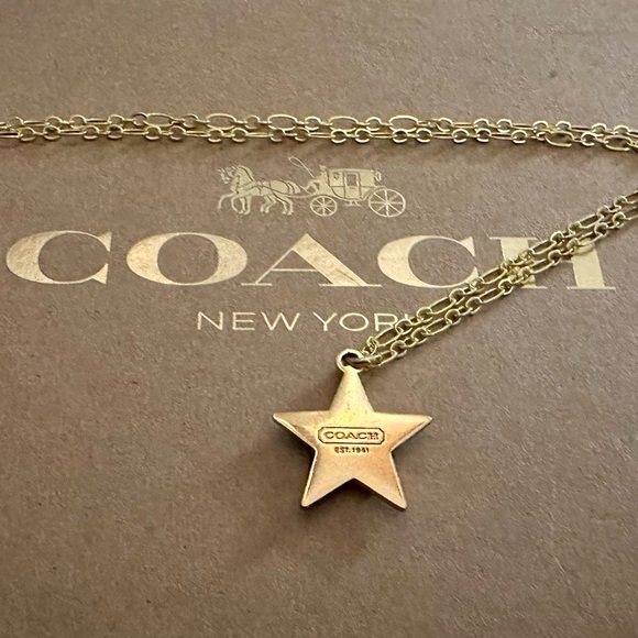 Coach Gold Reversible Layered Star Pendant 18k/.925 Necklace - Picture 12 of 16
